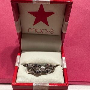 Macy's Silver Wave Ring with Gem Accents